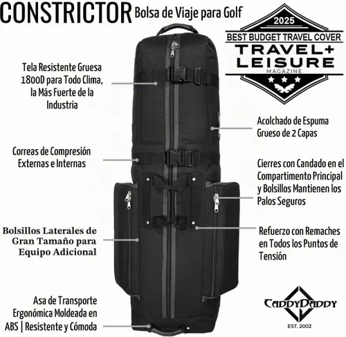 Vista 3 de CADDYDADDY Constrictor Golf Travel Bag Cover w/Thick Dense Foam Padded Top
