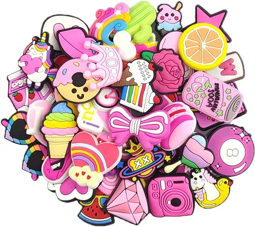 Vista 2 de 35, 50, 100 dijes al azar para zapatos de niñas, de dibujos animados, lindos accesorios de PVC, encantadores dijes para niños, encantadores dijes