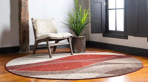 Vista 4 de Unique Loom Colección Otoño Alfombra de Área - Plantation (5' 3" Redonda, Multicolor/Beige)