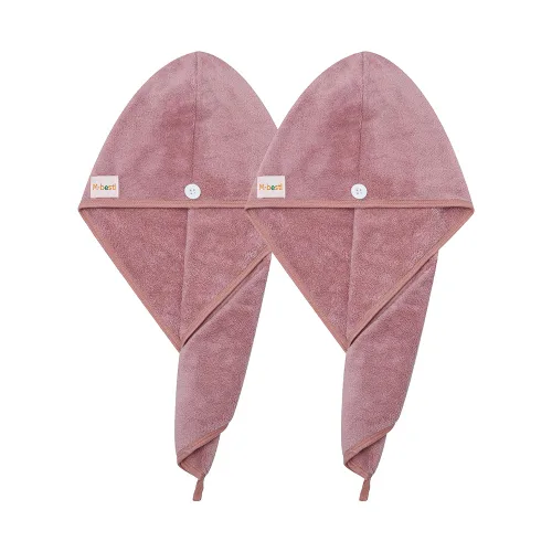 Vista 2 de M-bestl Paquete de 2 toallas de microfibra para el cabello, toalla de secado de cabello con diseño de botón, toalla para la cabeza para secar