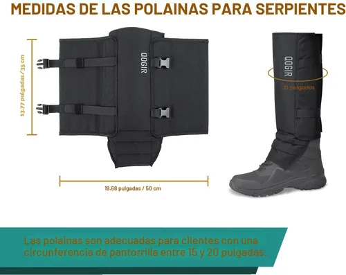 Vista 4 de QOGIR Polainas de serpiente para cazar: protectores de serpiente duraderos, polainas de polaina de serpiente para hombres y mujeres, protección Negro