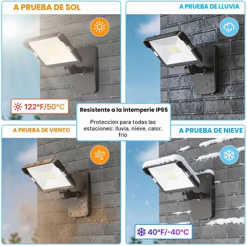 Vista 4 de HYPERLITE Paquete de 2 luces de inundación LED de 30 W para exteriores con soporte de nudillos, montaje en pared de 5000 K 3,300 Lm IP65, luces