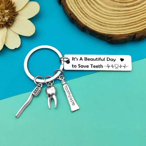 Vista 2 de Regalos para dentistas, llavero de dentista, regalos para hombres y mujeres, regalos divertidos para higienistas dentales, regalo de dentista