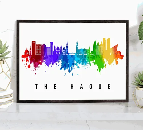 Vista 23 de Póster de Amsterdam Skyline Netherlands, pintura de paisaje urbano e impresión de monumentos, decoración para el hogar, oficina, 12 x 18 pulgadas