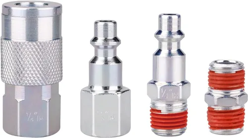 Vista 6 de 1/4" NPT kit de accesorios - 20 unidades, kit de herramientas para manguera de compresor de aire con manguera con bobina/pistola de aire/manómetro