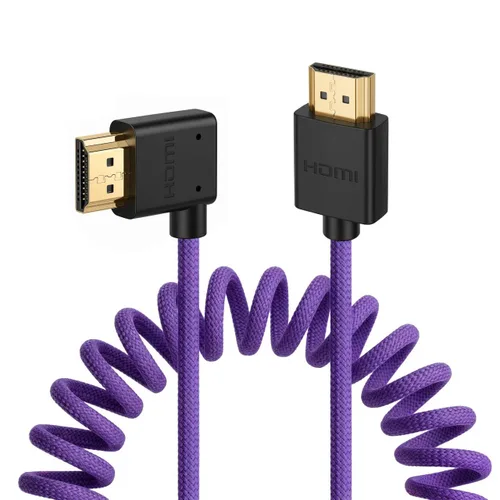 Vista 24 de 8K HDMI a abajo HDMI de alta velocidad negro en espiral trenzado cable para Sony A7S3 FX3 FX9 Canon C70 Z CAM E2 cámara Atomos Ninja V Shinobi Cable