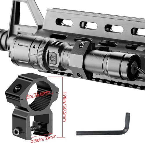 Vista 3 de Linterna táctica Airsoft con soporte de riel Picatinny, recargable por USB, 5 modos de luz e interruptor de presión remoto, luz táctica impermeable