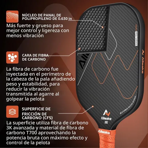 Vista 4 de Pickleball Paddles, 3k Raw Carbon Fiber, USA Pickleball Approved