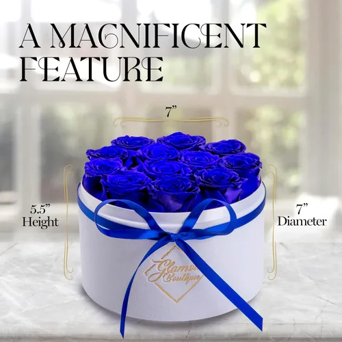 Vista 8 de GLAMOUR BOUTIQUE Flowers Forever - Caja de regalo, 12 rosas preservadas reales en caja blanca de terciopelo, regalo floral para esposa, mamá o ella