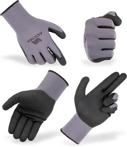 Vista 2 de ACKTRA Guantes de trabajo de seguridad Nylon sin costuras, MicroFoam, WG019