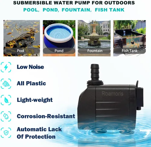 Vista 2 de Bomba sumergible automática con sensor de nivel, bomba de agua de fuente de 110 V para estanque, acuarios, pecera, hidroponía, PM05