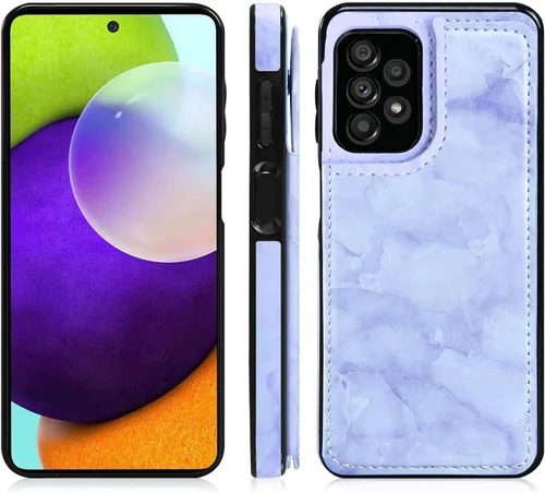 Vista 4 de Asuwish Funda de teléfono para Samsung Galaxy A52/A52S 5G con protector de pantalla de vidrio templado y cartera de mármol con tapa abatible