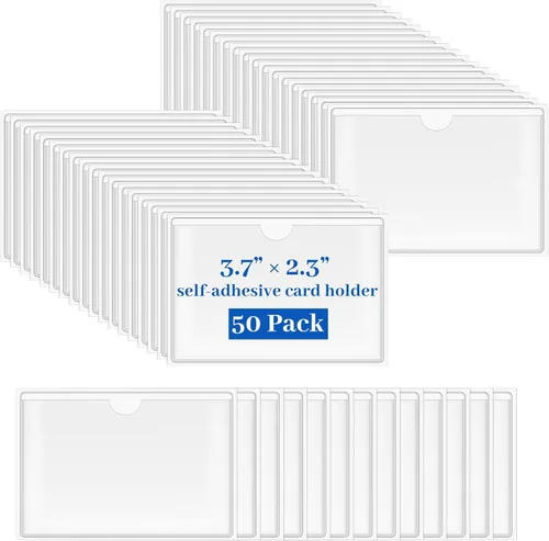 Vista 8 de Paquete de 200 bolsillos transparentes autoadhesivos para tarjetas