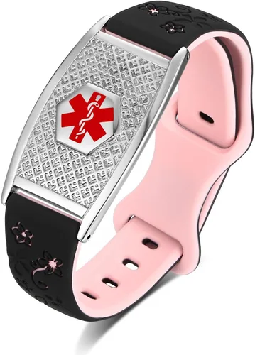 Vista 22 de LinnaLove Pulsera de alerta médica personalizada para hombres y mujeres, pulseras deportivas de acero inoxidable para identificación médica