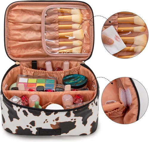 Vista 3 de Wrangler - Bolsa de maquillaje de viaje, 2 piezas, bolsa de cosméticos con Vaca café