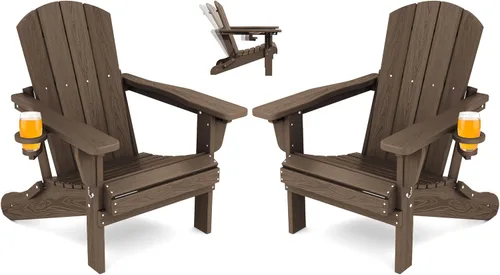 Vista 60 de SERWALL Silla Adirondack plegable ajustable con portavasos reclinable