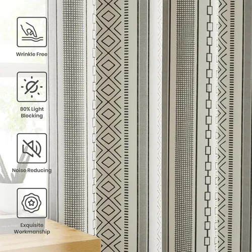 Vista 5 de Melodieux Cortinas bohemias 80% opacas de 63 pulgadas de largo para dormitorio, sala de estar, oscurecimiento de sala de estar, cortinas