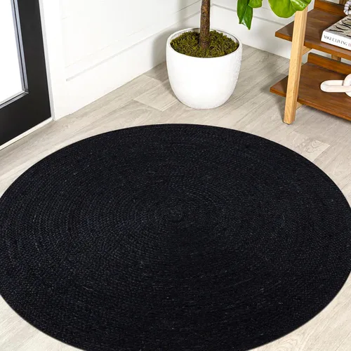 Vista 13 de Cape Cod - Alfombra trenzada de fibra de yute natural, alfombras indias kilim – Tapete pequeño de 3 x 2 pies tejido a mano de tejido plano para uso