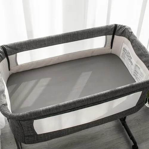 Vista 6 de Sábanas de moisés 100% algodón, paquete de 2 sábanas para moisés para bebés Gris