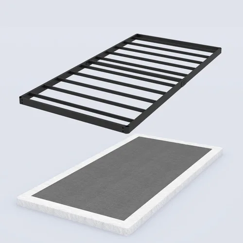 Vista 13 de Base de cama resistente de 2 pulgadas con cubierta de tela Base de colchón de metal, solo somier de perfil bajo, sin ruido, fácil montaje, soporte