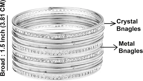 Vista 5 de Efulgenz Juego de pulseras bohemias vintage tribales indias con circonita cúbica oxidada de cristal plateado oxidado para mujer (18 unidades)