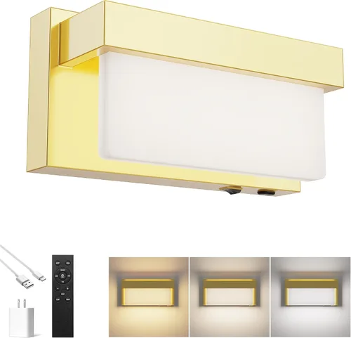 Vista 14 de Aplique de pared de batería cromado con interruptor de encendido/apagado, lámpara de pared LED de 8 pulgadas, pantalla acrílica, lámpara de pared