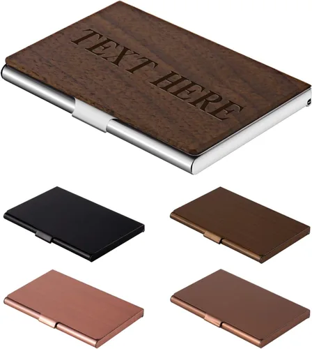 Vista 8 de Tarjetero de metal personalizado para hombres y mujeres, estuche para tarjetas de presentación fotográficas, diseño delgado, tarjetero de bolsillo
