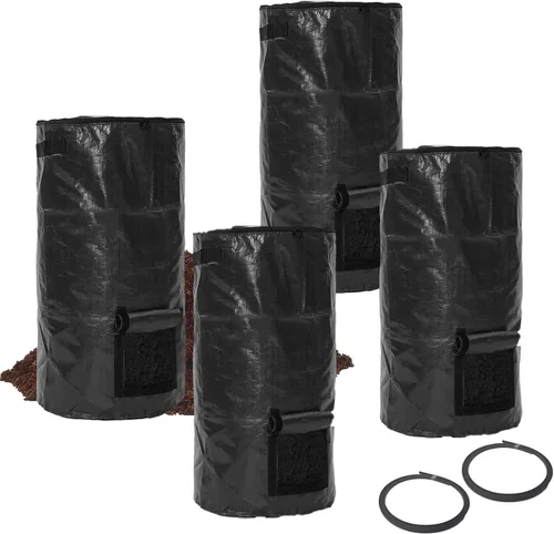 Vista 11 de Bolsas de compost de 34 galones, bolsas de compost de jardín reutilizables al aire libre, desechos orgánicos, bolsa de compostaje para jardín
