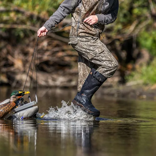 Vista 5 de HISEA Botas de caza de goma para hombres, botas de lluvia impermeables para trabajo de barro, agricultura, pesca, pantorrilla ajustable