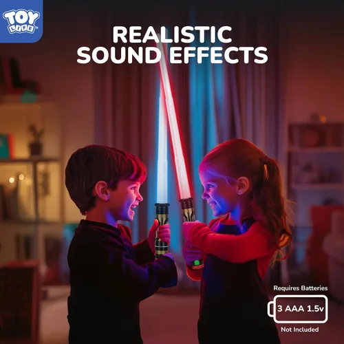 Vista 5 de TOY Life Paquete de 2 espadas de luz de sable oscuro para niños, espada iluminada LED, inquisidor, espadas iluminadas para niños, sable de luz