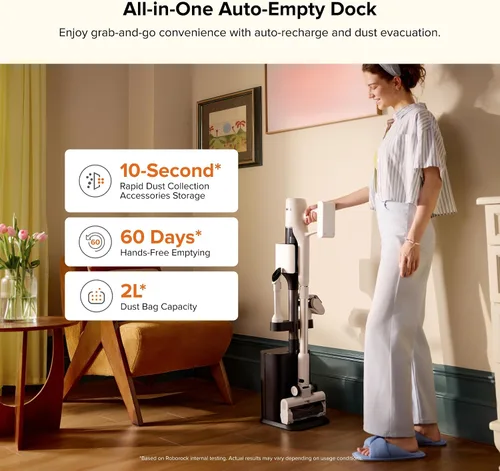 Vista 2 de roborock Aspiradora inalámbrica H60 Hub-N con base de vacío automático, 60
