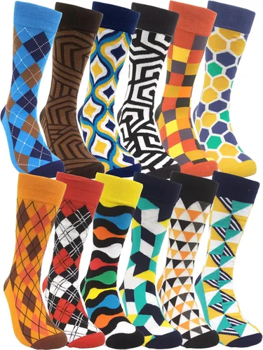 Vista 8 de HSELL Calcetines de vestir para hombre, diseños divertidos y locos, calcetines de algodón con patrón novedoso, regalos divertidos para hombres 12