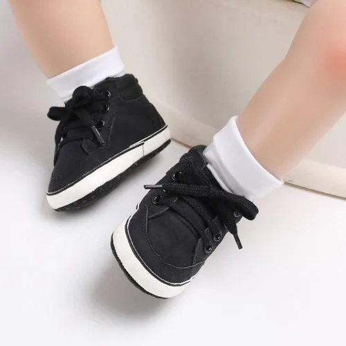Vista 3 de Sekantrol Zapatos de cuna para recién nacidos, para niños y niñas, suela de goma suave, zapatos para bebés, zapatos deportivos de moda de caña alta