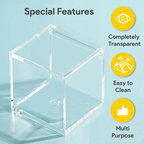 Vista 5 de Hammont Caja de acrílico transparente con tapa con bisagras, pequeño organizador de plástico para oficina, escritorio, maquillaje, manualidades