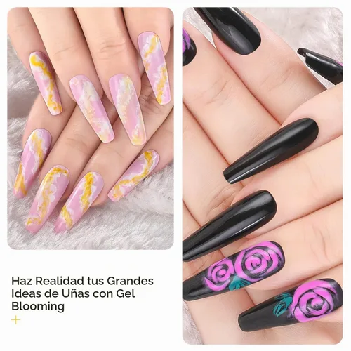 Vista 3 de BURANO Esmalte de uñas en gel Blooming de 0.5 onzas, efecto floreciente transparente (2 botellas)