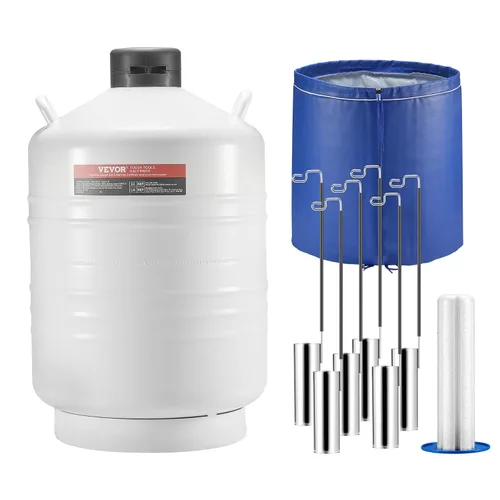 Vista 12 de VEVOR Tanque de Nitrógeno Líquido, Contenedor de Nitrógeno Líquido de Aleación de Aluminio de 3 L, Tanque Dewar de LN2 con 6 Botellas y Bolsa