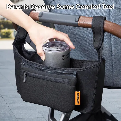Vista 2 de Bolsa organizadora para padres, organizador de cochecito para Uppababy Vista, Cruz, Minu, carrito de cochecito con soporte para tazas, bolsillo