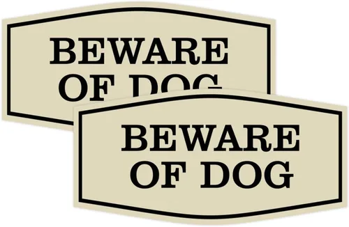 Vista 31 de All Quality Fancy Beware of Dog Letrero Material duradero Señales de seguridad para el hogar Fácil de instalar (negro/oro), mediano, 1 paquete