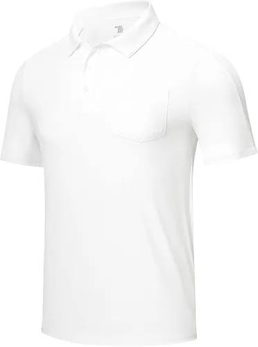 Vista 16 de Rdruko Camisas polo para hombre de manga corta, secado rápido, para golf y deportes al aire libre con bolsillo 01 Negro