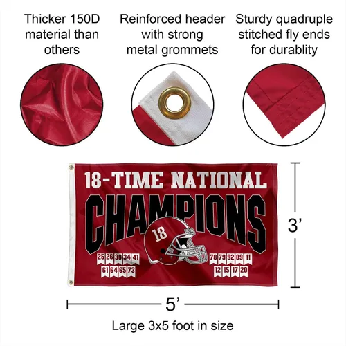Vista 2 de Bandera de Alabama Crimson Tide 2020 18 Time College Football Champions
