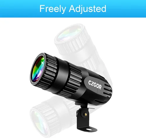 Vista 5 de Luz LED Pinspot, Foco para Bola de Discoteca 15W RGBW 4 en 1 Luces de Bola de Espejo con Control Remoto Luz LED Pin Spot Súper Brillante