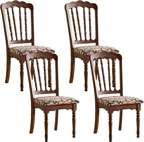 Vista 16 de Wooden Dining Chairs Set of 4 Upholstered Kitchen Chair with Slatted Backrest, Classic Armless Dining Chair for Restaurants/Kitchens(Fabric Cushion