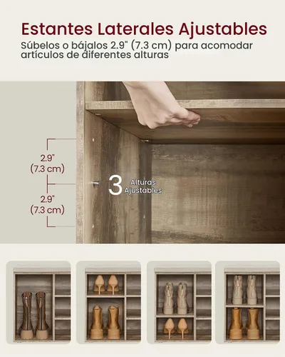 Vista 4 de VASAGLE - Colección CUSTOS - Banco para zapatos, banco de almacenamiento con asiento acolchado, banco de entrada con 10 compartimentos
