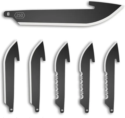 Vista 6 de OUTDOOR EDGE Paquete de cuchillas de punto de caída de 2.5" (negro, 6 cuchillas), código de hoja de compatibilidad 250