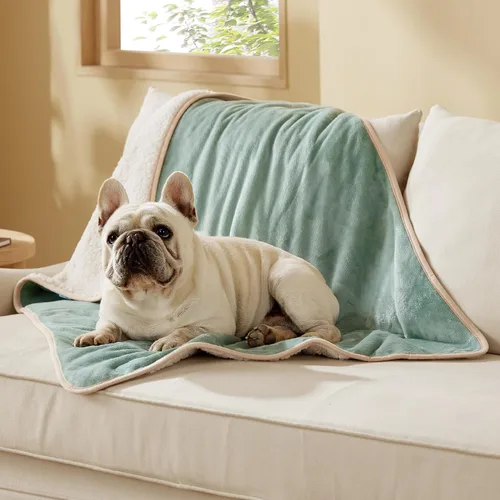 Vista 84 de Bedsure - Mantas impermeables para perros pequeños - Manta de felpa de sherpa con impresión suave lavable para perros y gatos, protector de muebles