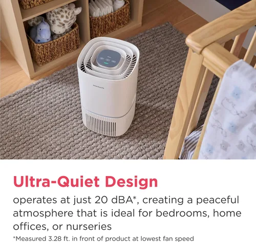 Vista 9 de Frigidaire PureA300 purificador de aire HEPA para dormitorios pequeños, cubre hasta 850 pies cuadrados, filtración de 3 etapas, certificación Energy