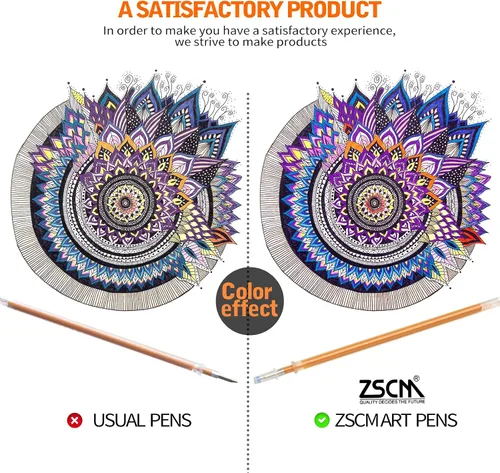 Vista 2 de ZSCM QUALITY DECIDES THE FUTURE ZSCM - Paquete de 48 bolígrafos de gel con purpurina que incluye 24 rotuladores de gel de colores, 24 repuestos