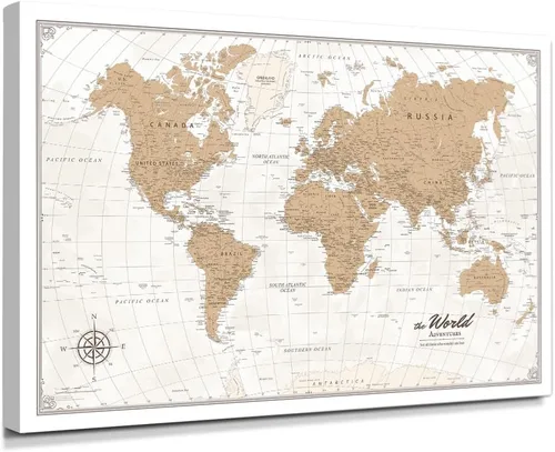 Vista 77 de IPIC - Lienzo con mapas de EE. UU. para decoración de pared, mapa con pin de empuje para marcar viajes, mapa de viaje impreso de EE. UU.