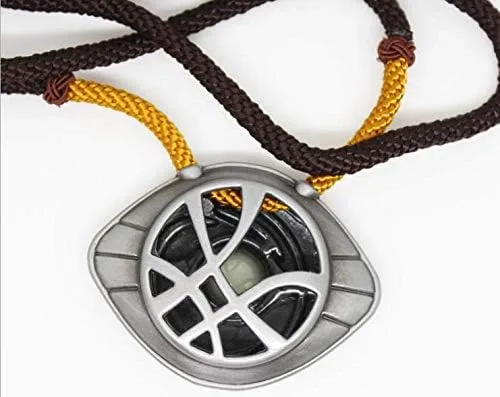 Vista 3 de HUAWELL 2 Piece Dr Cosplay Costume Strange Necklace Eye of Agamotto Costume Prop Stone Pendant Glow in The Dark
