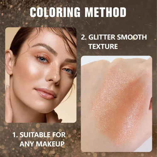 Vista 4 de evpct Paleta de sombra de ojos con purpurina dorada champán, color nude dorado rosa brillante crema brillante paleta de sombra de ojos iluminadora